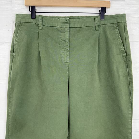 J.Crew Pleated Capeside Chino Pants Women 14 Green Relaxed Straight Cotton - Picture 3 of 15